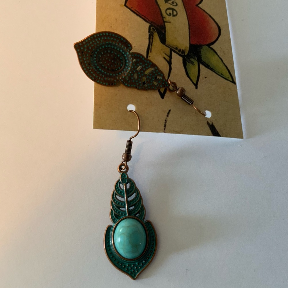 LOVELY TURQUOISE BOHO EARRINGS - Picture 4 of 4